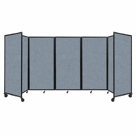 Versare Room Divider 360 Folding Portable Partition 14' x 6' Powder Blue Fabric 1172504